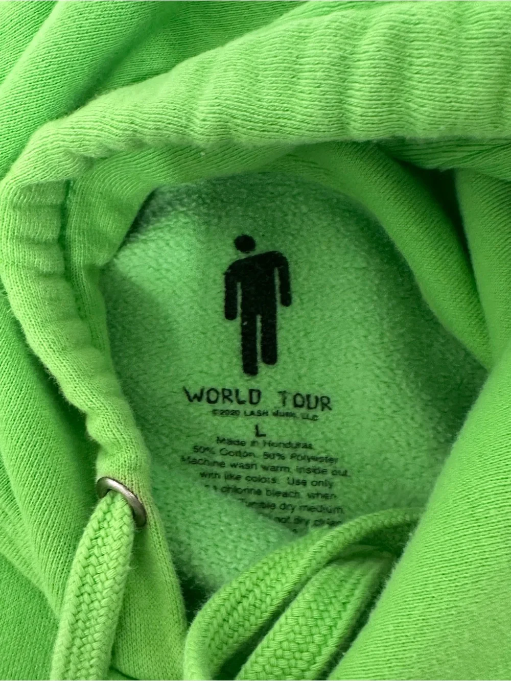 Billie Eilish Blohsh Hoodie Size Large Bright Green Pullover Sweatshirt